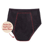 Extra Coverage High Waisted Period Underwear - Organic Cotton For Heavy Flows
