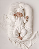 Cable Knit Baby Blanket - White