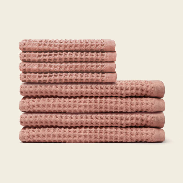 Buy Set of 8 Organic Cotton Towels Terra Cotta Online Plastic
