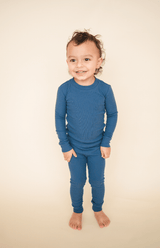 Kids Organic Cotton Ribbed 2-Piece Set - Ocean Blue
