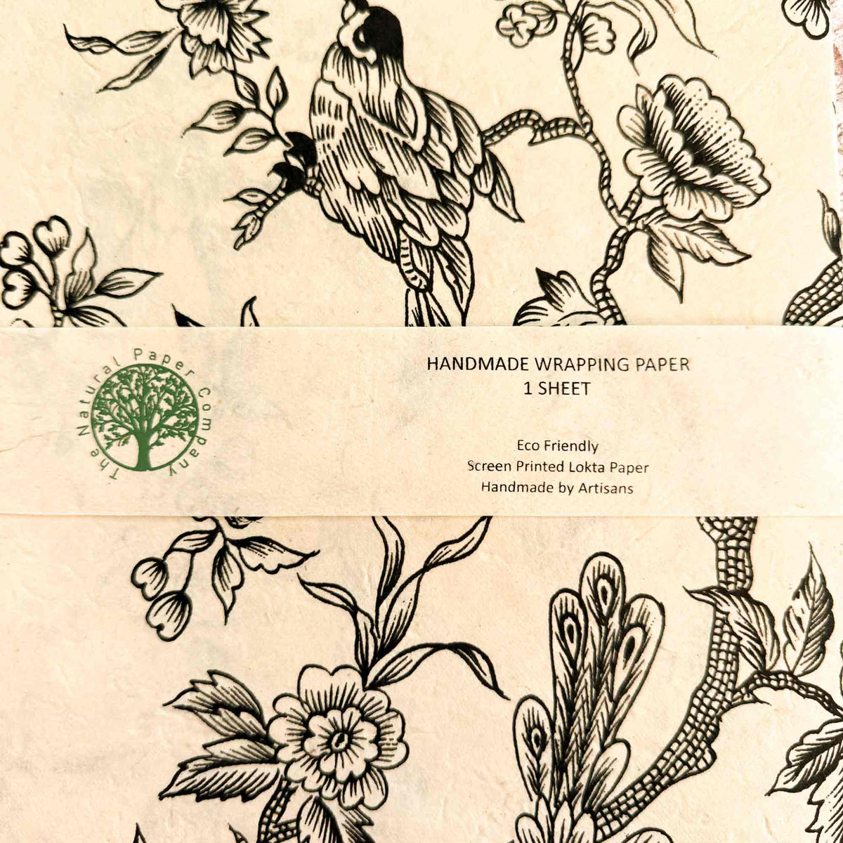 Handmade Lokta Wrapping Paper - Bird Garden