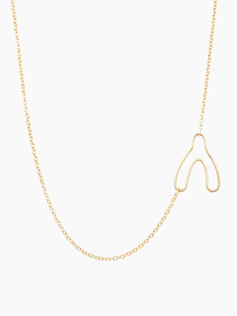 Recycled 14k Gold Wishbone Necklace