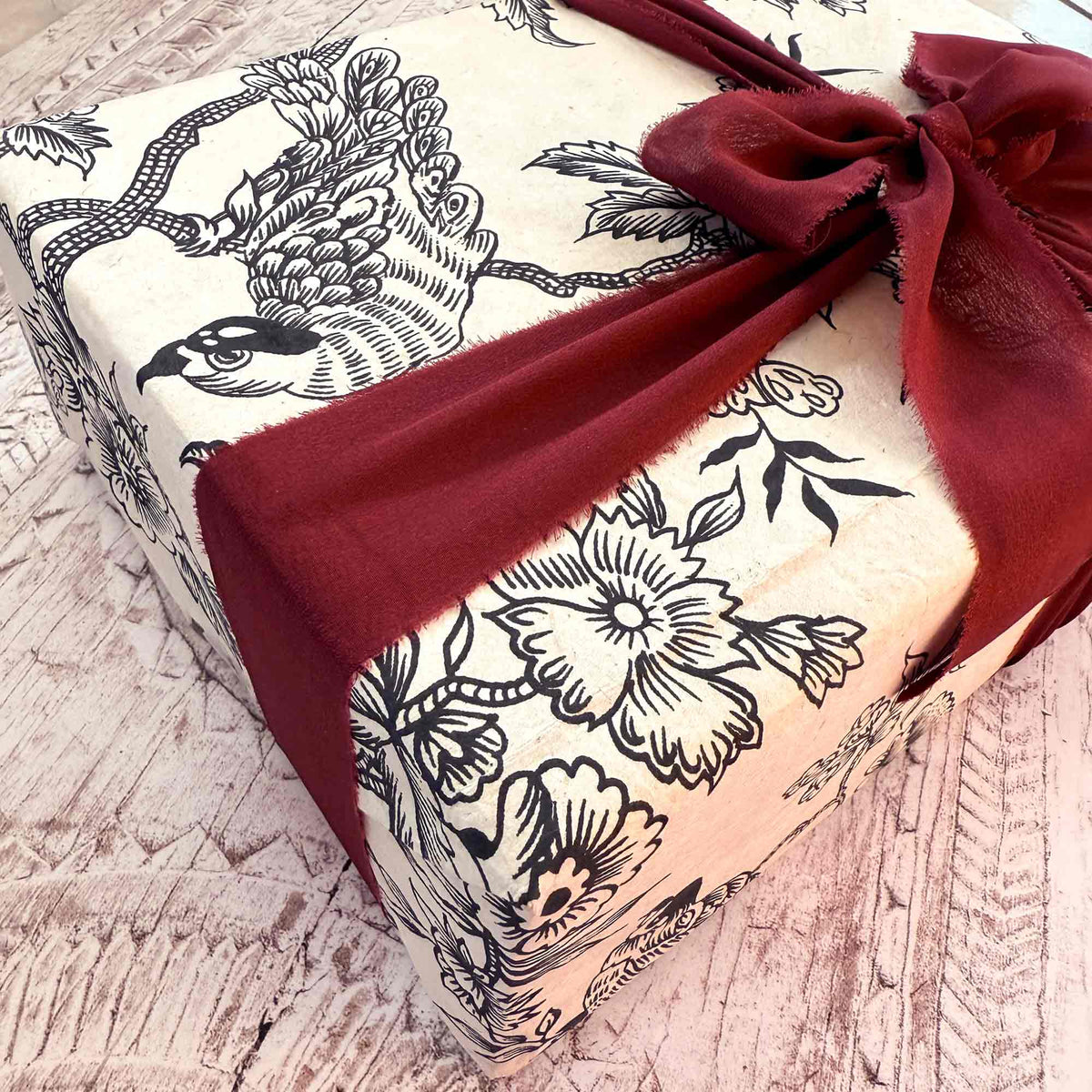Handmade Lokta Wrapping Paper - Bird Garden