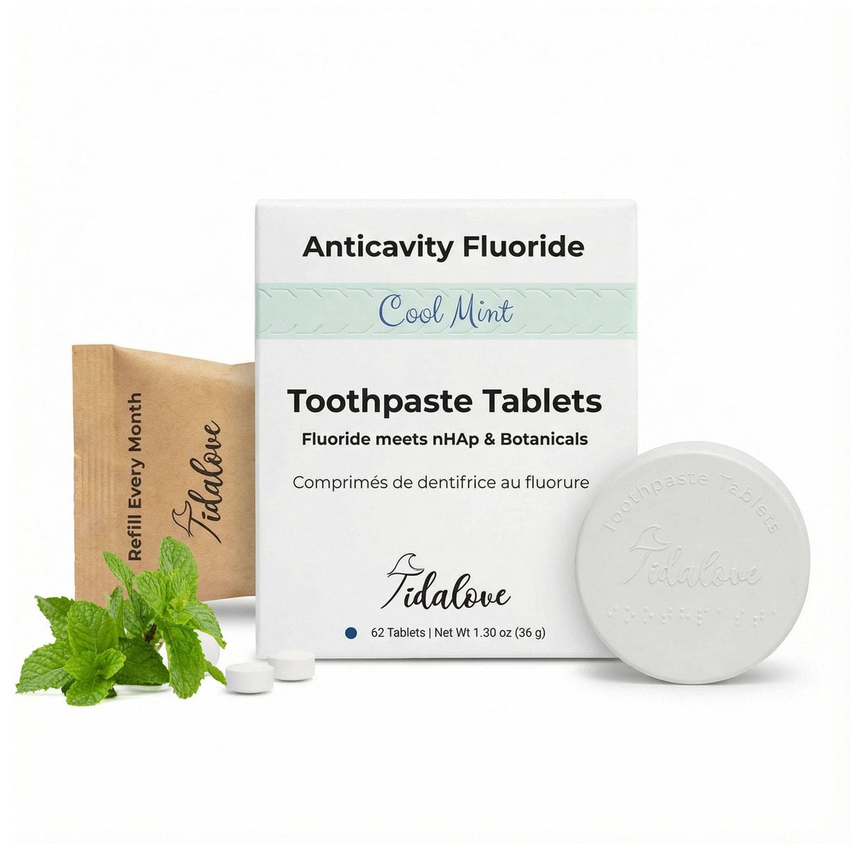 Fluoride Cool Mint Toothpaste Tablets