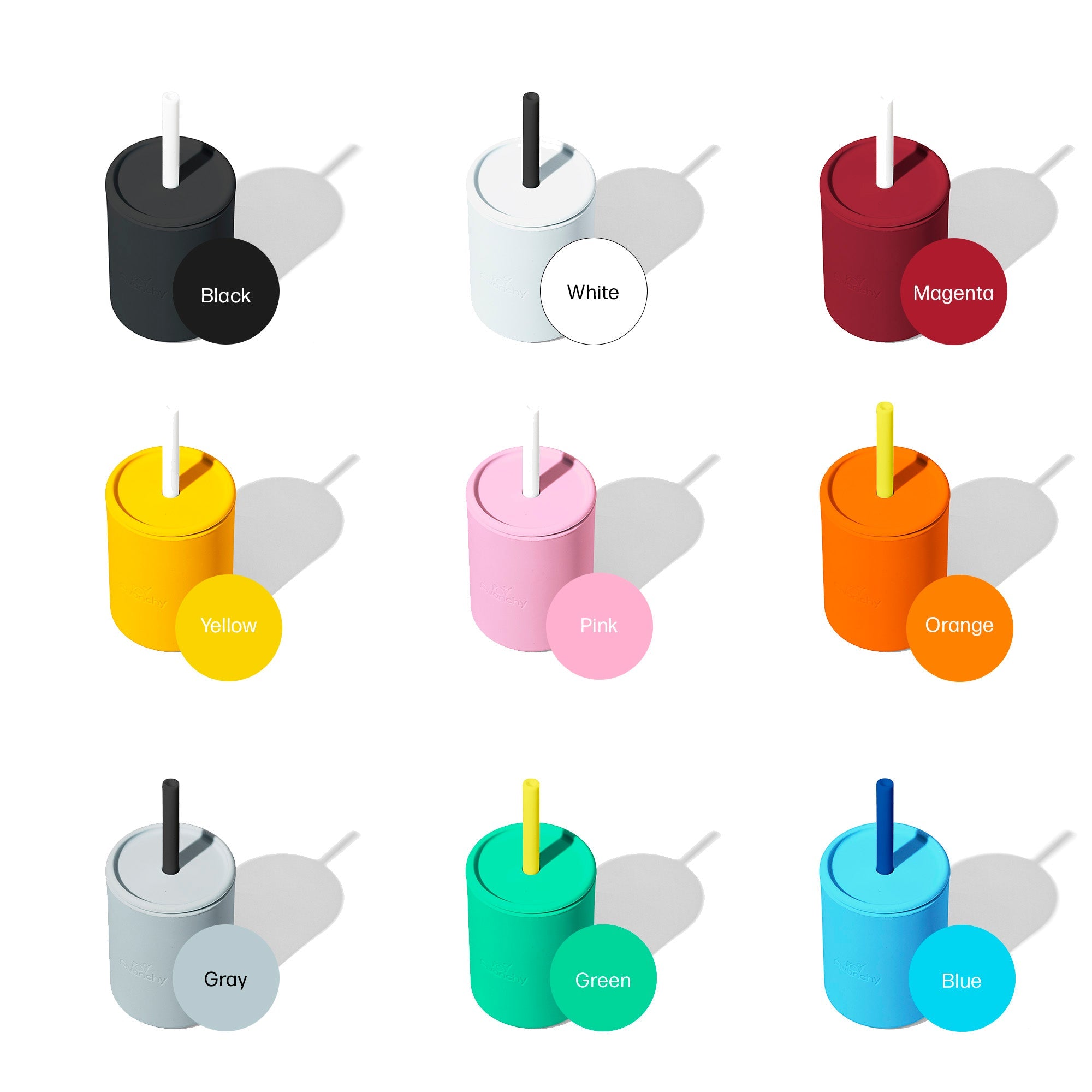 5oz Silicone Sippy Cup - Spill Proof Straw Transition Cup (9 color options)