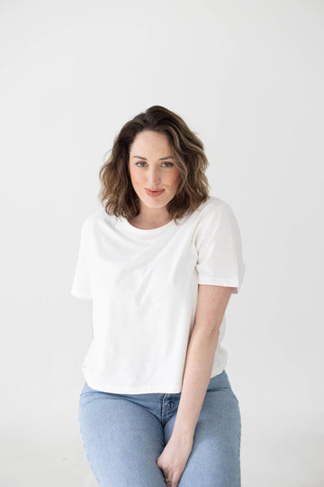 White Mom Cropped Tee
