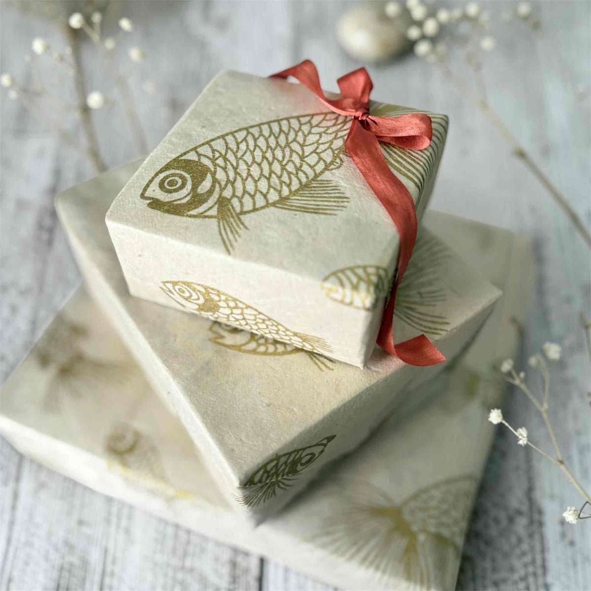 Handmade Lokta Wrapping Paper - Koi