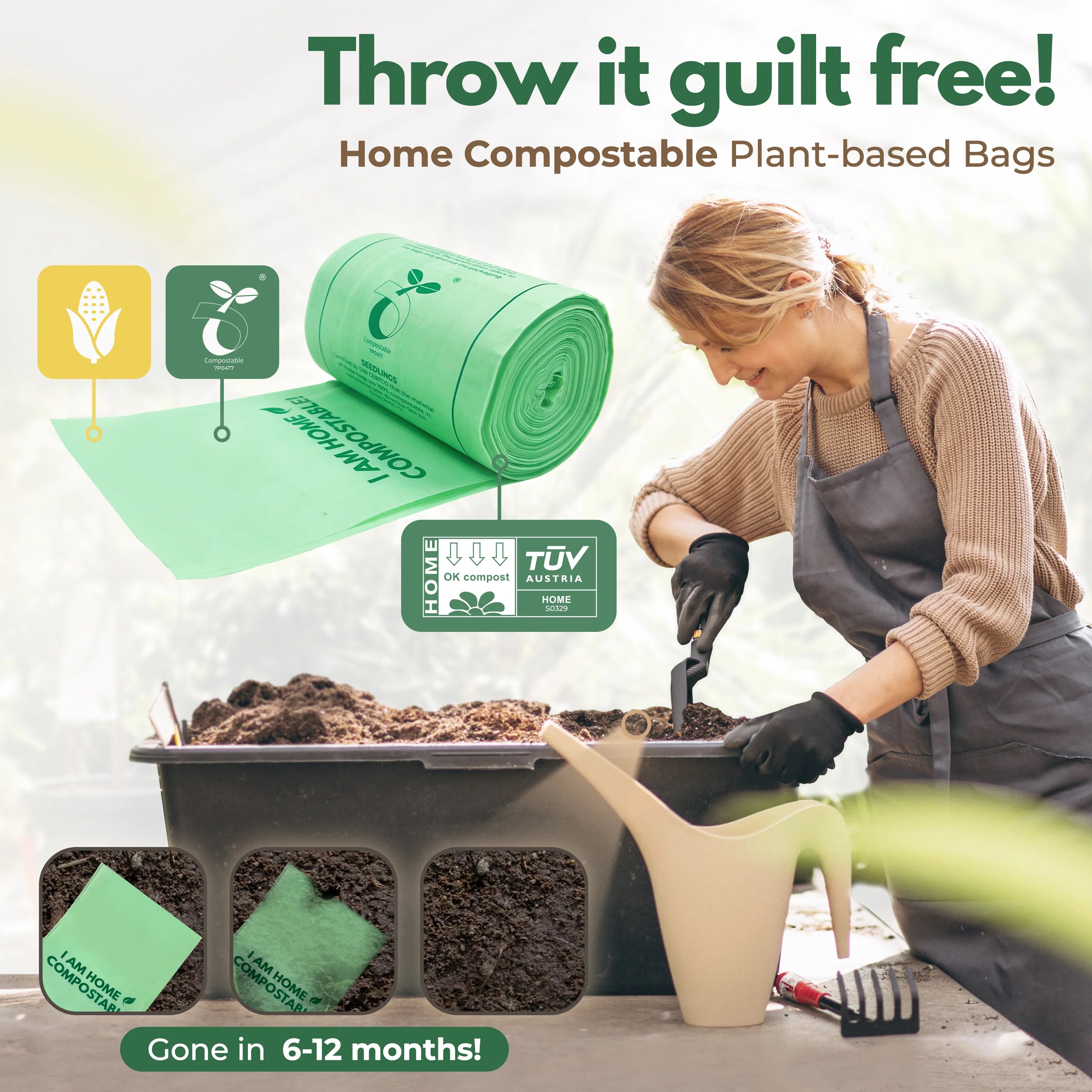 Compostable Trash Bags 1.6 Gal