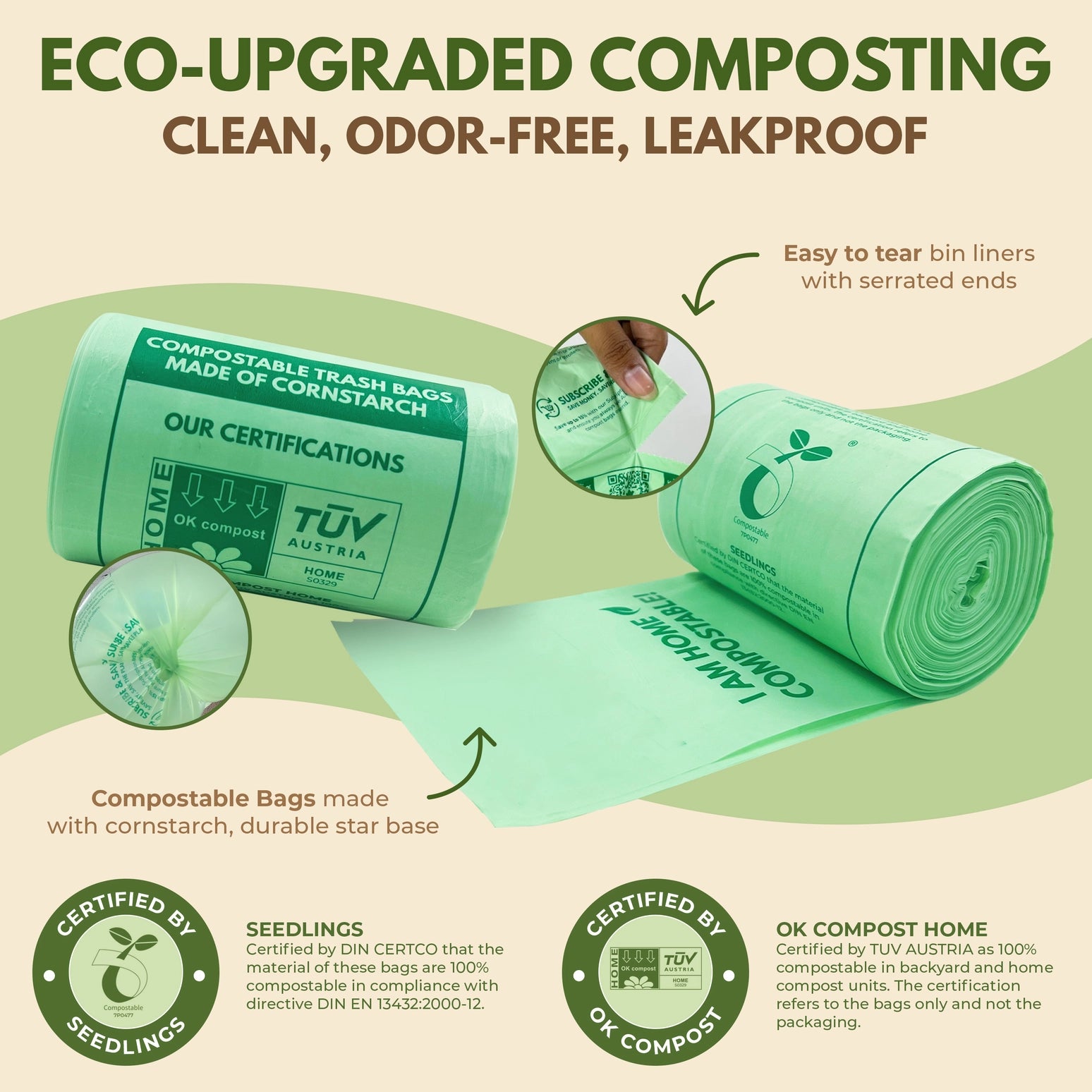 Compostable Trash Bags 1.6 Gal