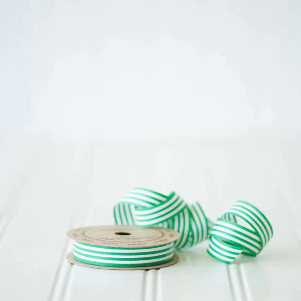 Green and White Cotton Ribbon