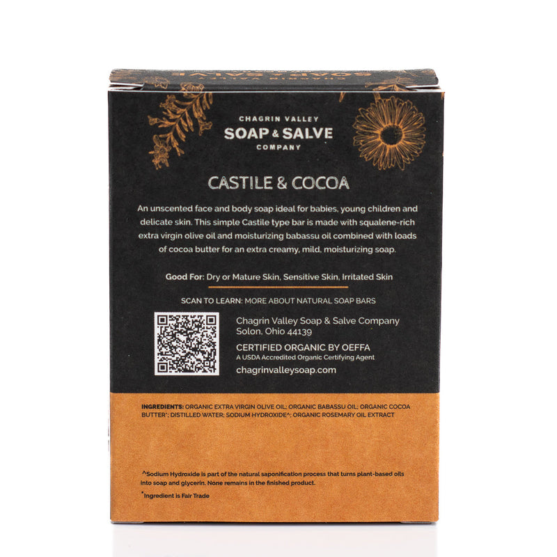 Castile & Cocoa Bar Soap - Coconut Free