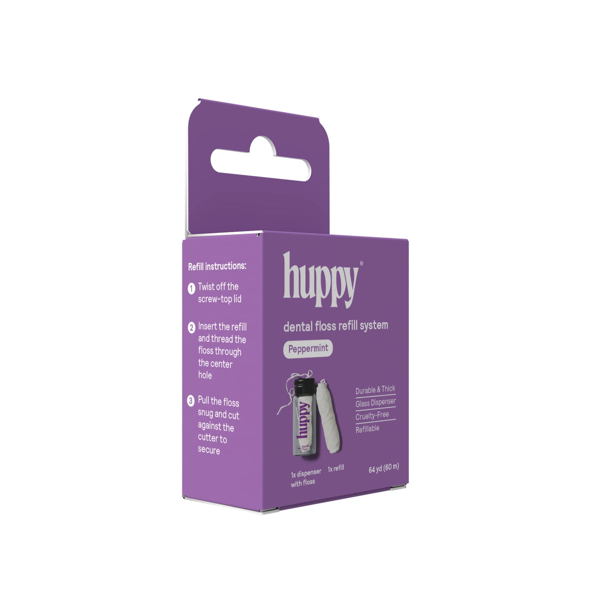 Huppy Vegan Dental Floss | Plastic-Free Jar | Mint