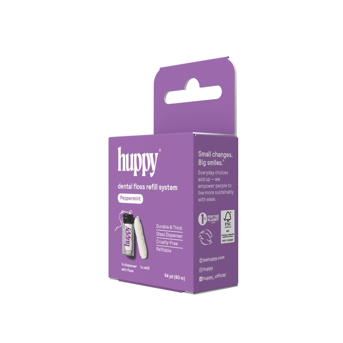 Huppy Vegan Dental Floss | Plastic-Free Jar | Mint