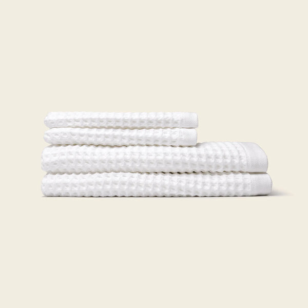 Set of 4 Organic Cotton Towels - White