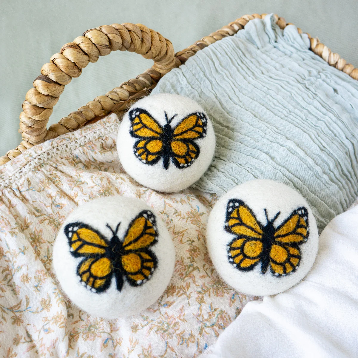 Monarch Butterfly Eco Wool Dryer Balls - Set of 3