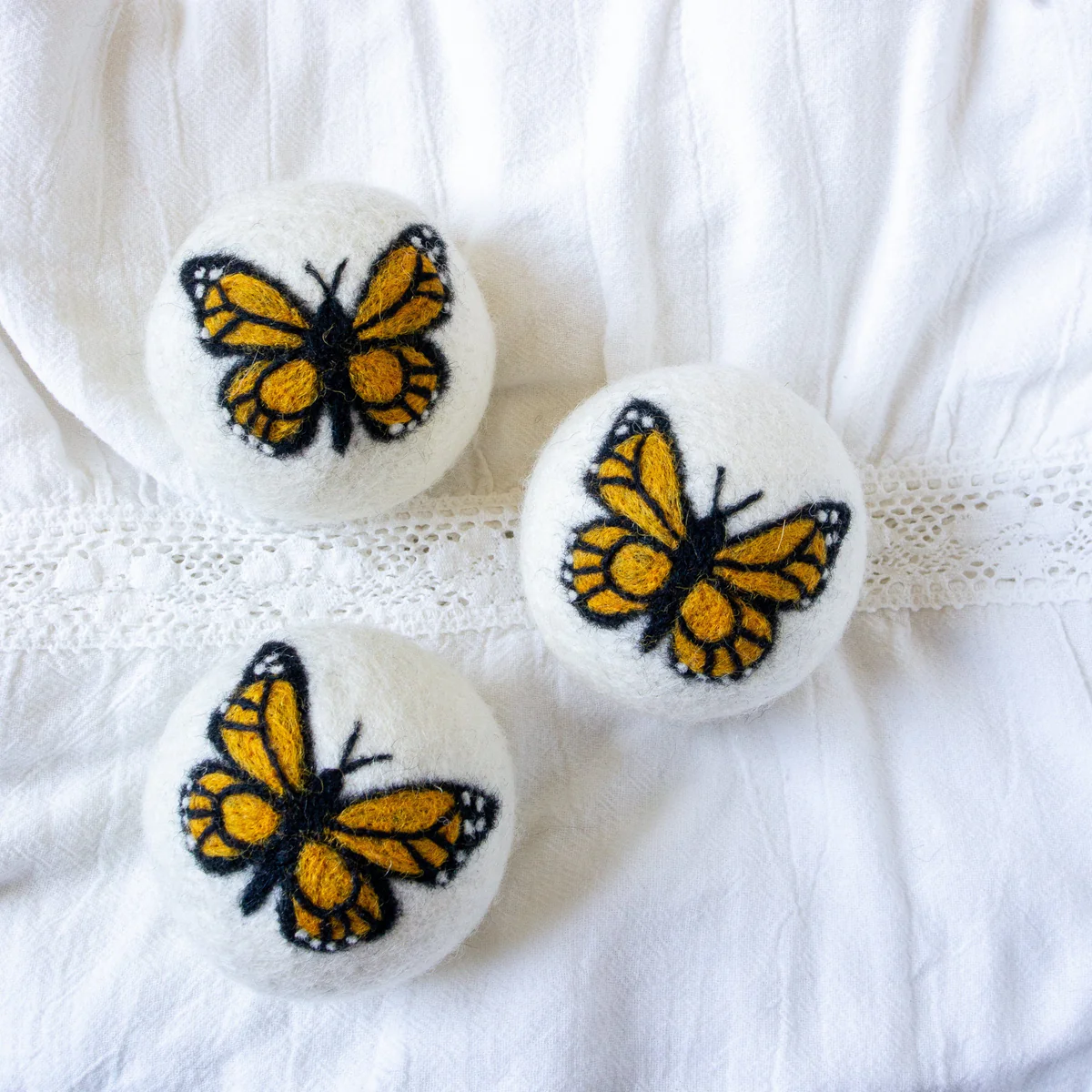 Monarch Butterfly Eco Wool Dryer Balls - Set of 3