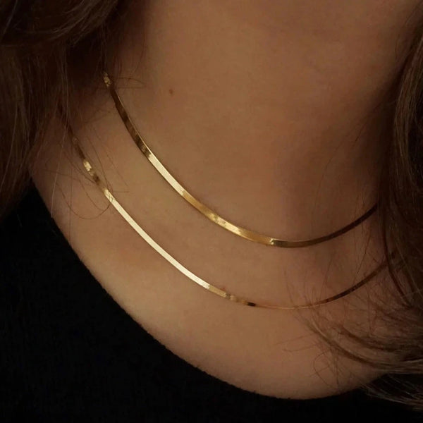 Recycled 14k Gold Herringbone Chain Necklace