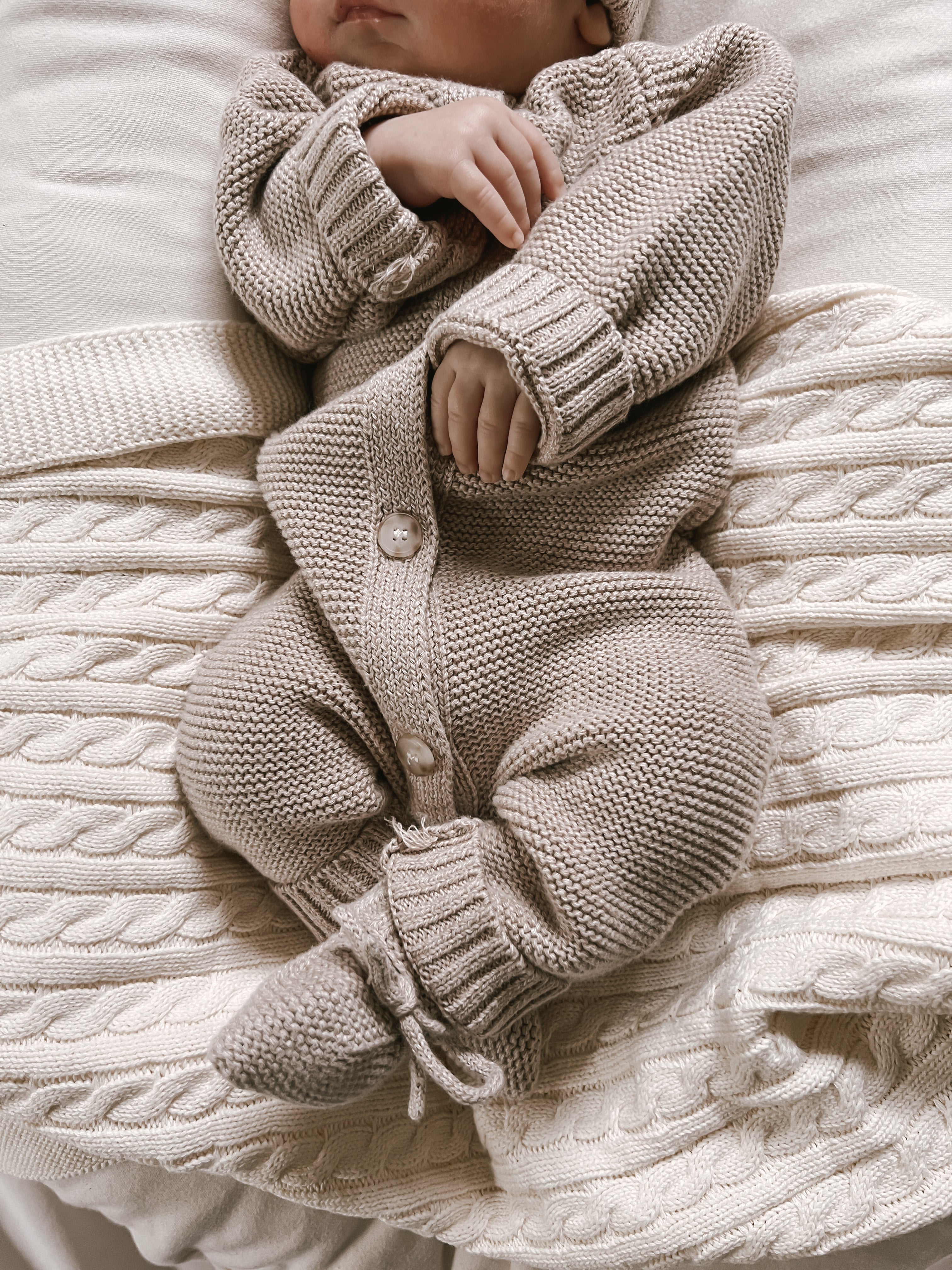 Cable Knit Baby Blanket - White