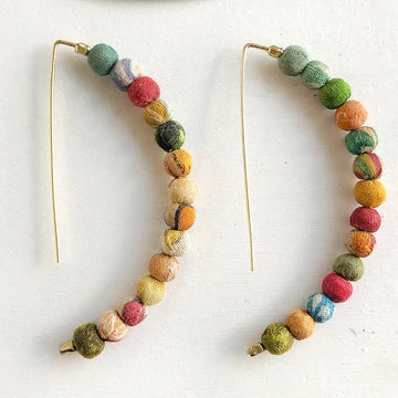 Kantha Linear Arc Earrings