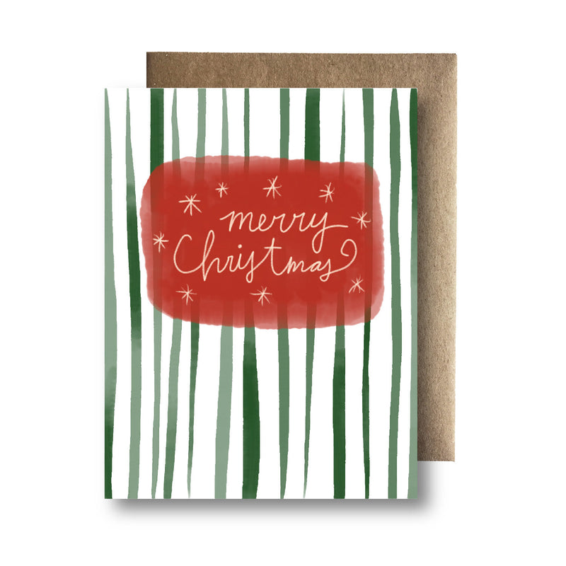 Merry Christmas Stripes Recycled Paper Card