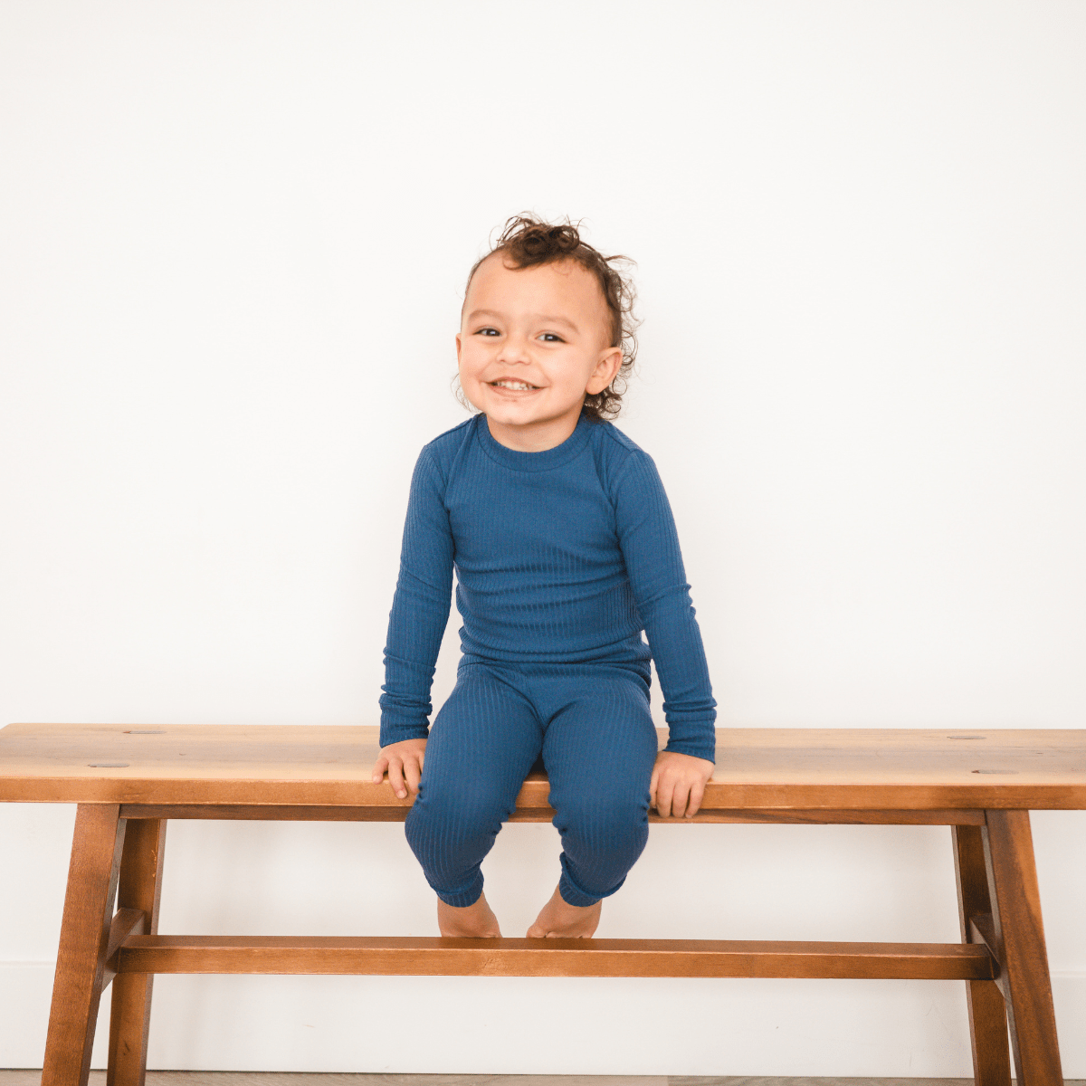 Kids Organic Cotton Ribbed 2-Piece Set - Ocean Blue
