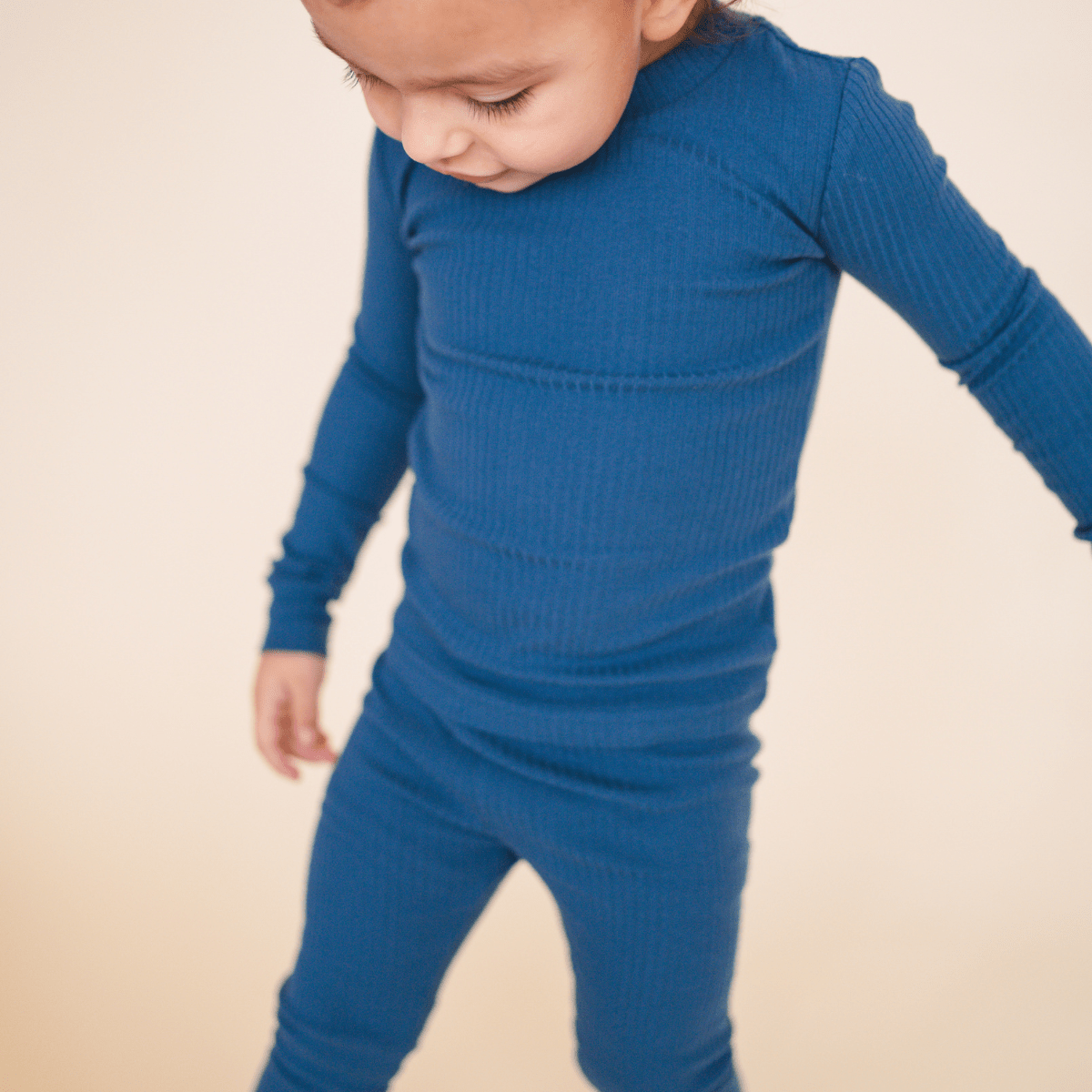 Kids Organic Cotton Ribbed 2-Piece Set - Ocean Blue