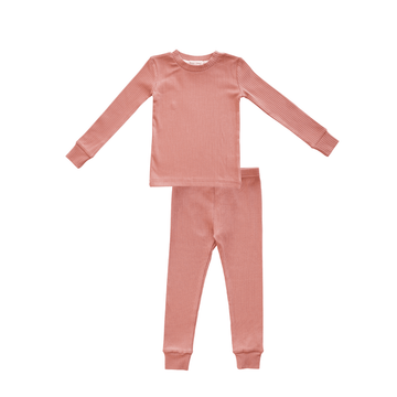 Kids Organic Cotton Ribbed 2-Piece Set - Terracotta
