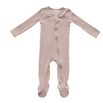 Organic Cotton Ribbed Footie - Mocha