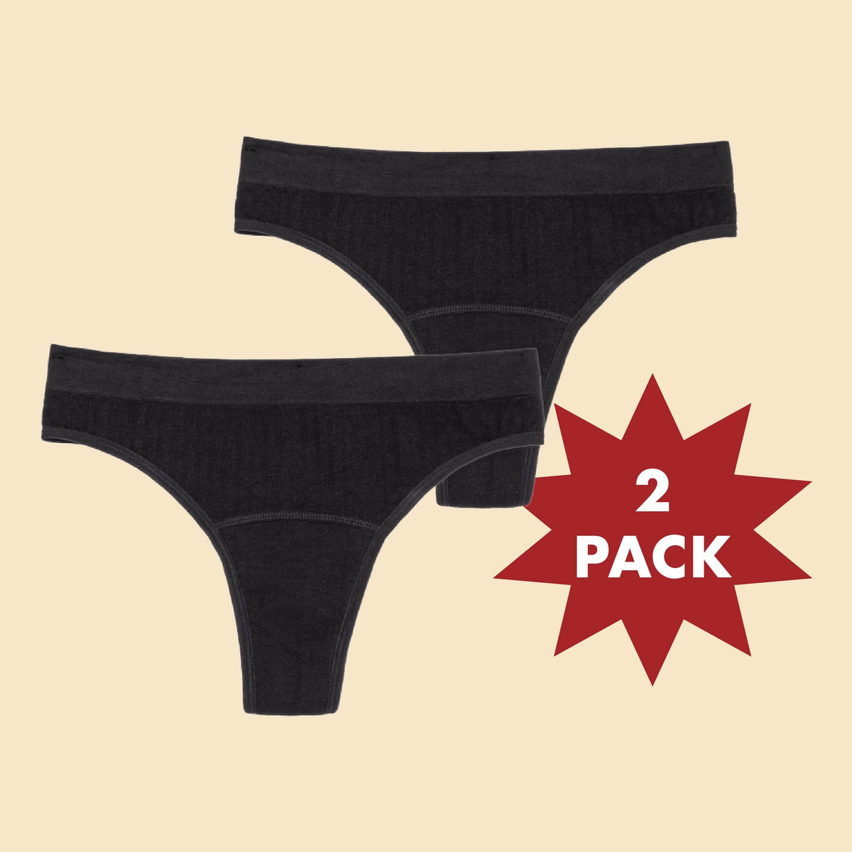 Thong Period Underwear - Sporty Stretch For Light Flows (4 color options)