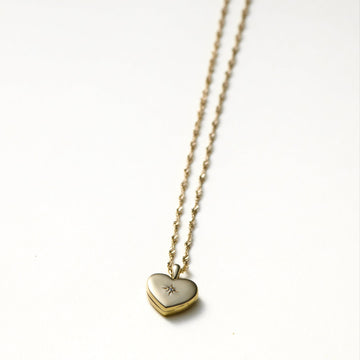 Lily Heart Locket - Recycled 14K Gold/Sterling Silver