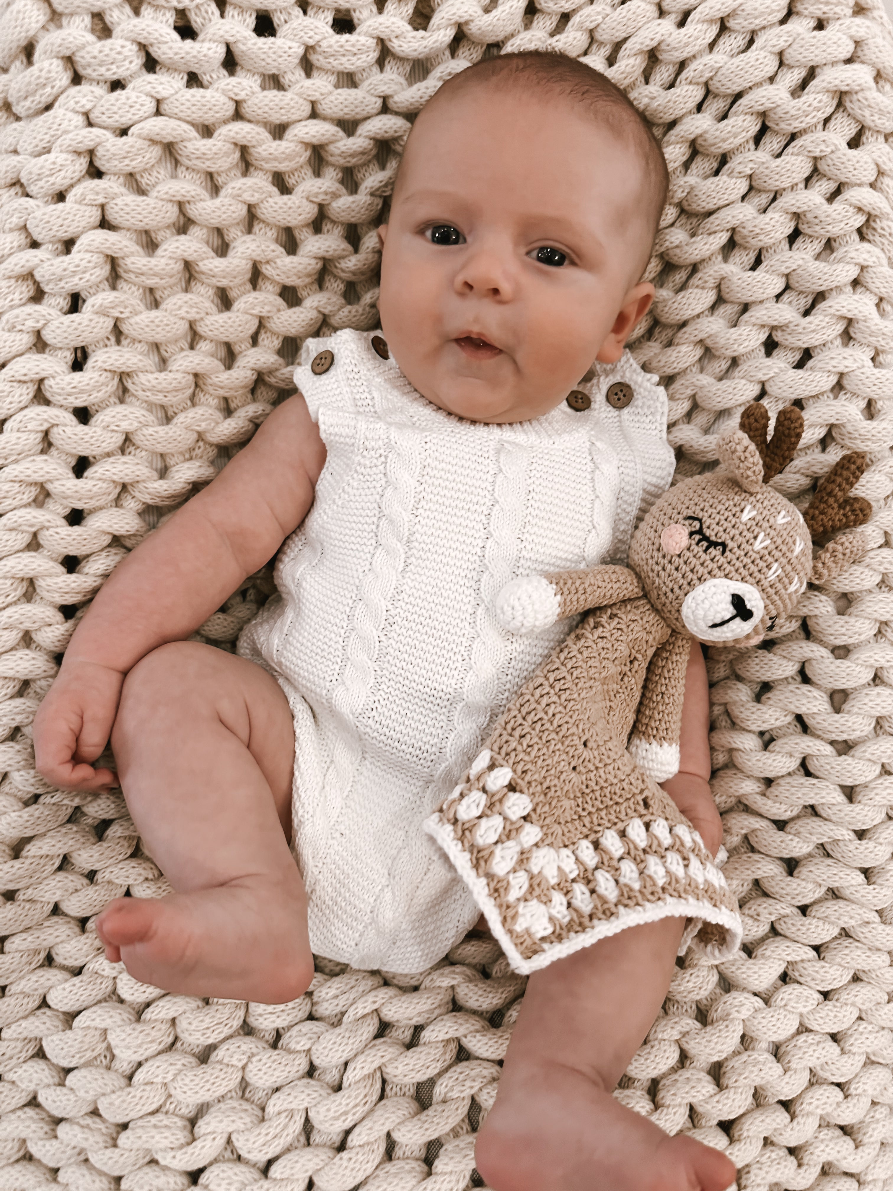 Luna + Luca Cable Knit Summer Romper - White