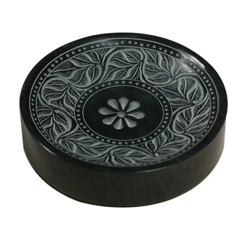 Round Carved Vine Soapdish - Soapstone