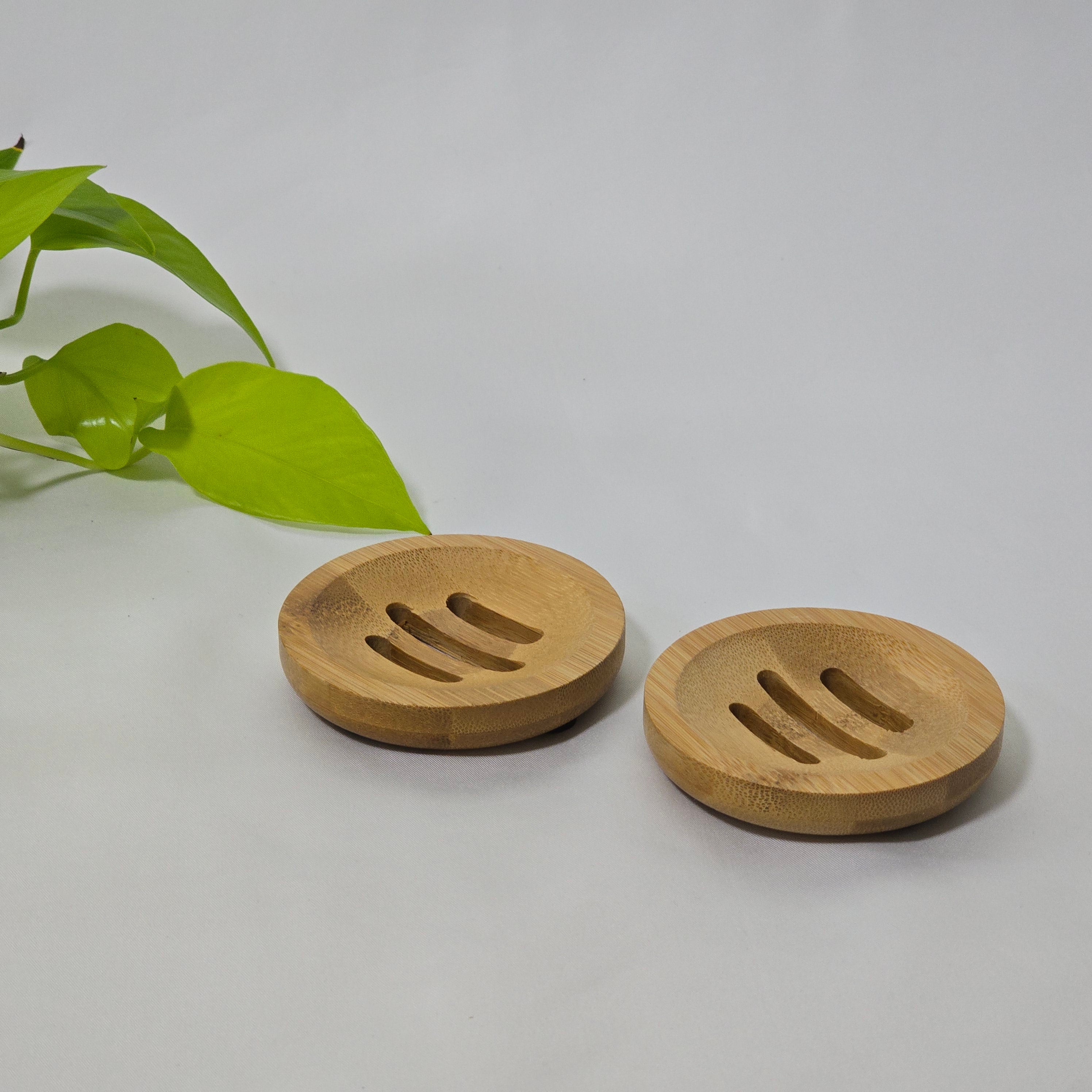 Round Wooden Soap Dish Set