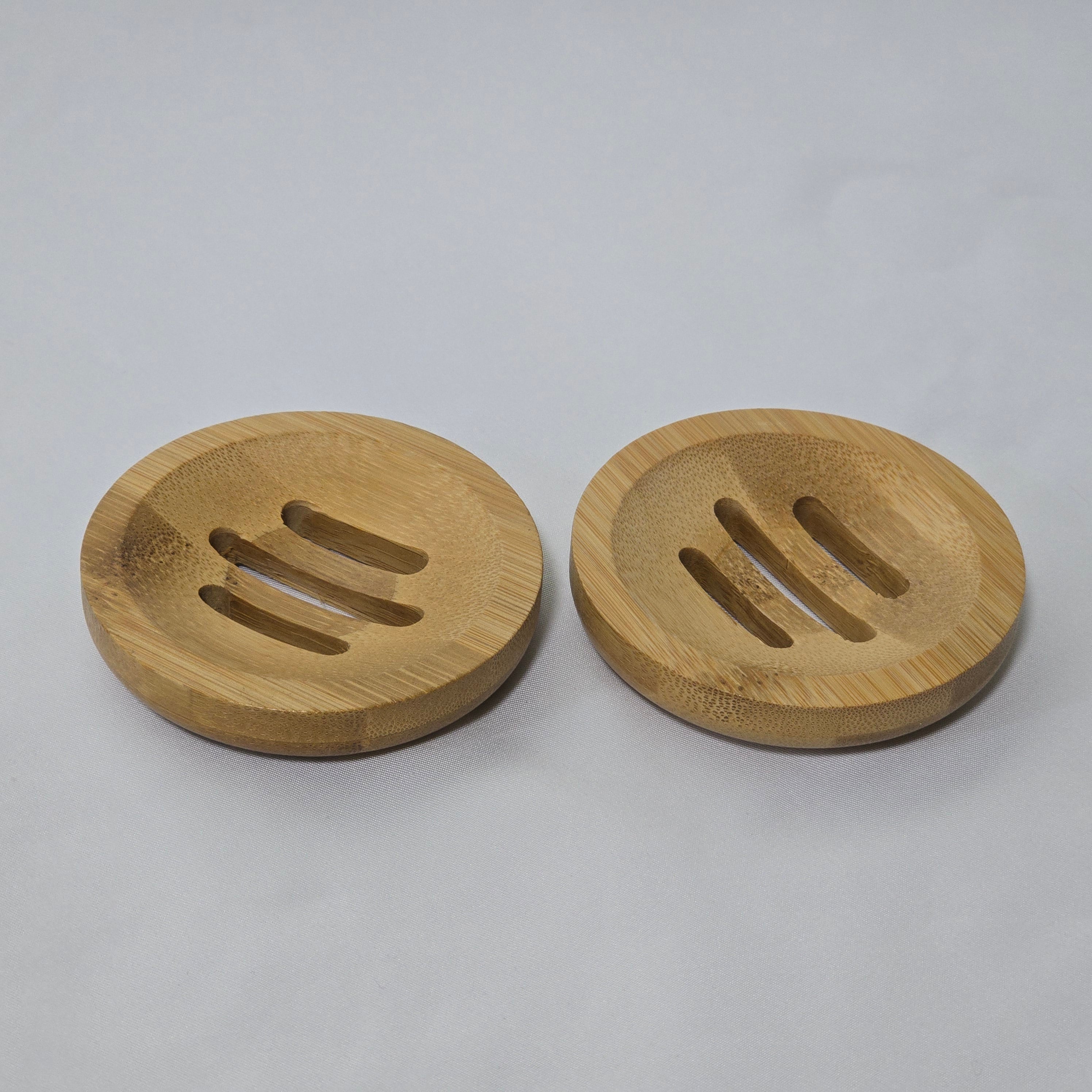 Round Wooden Soap Dish Set