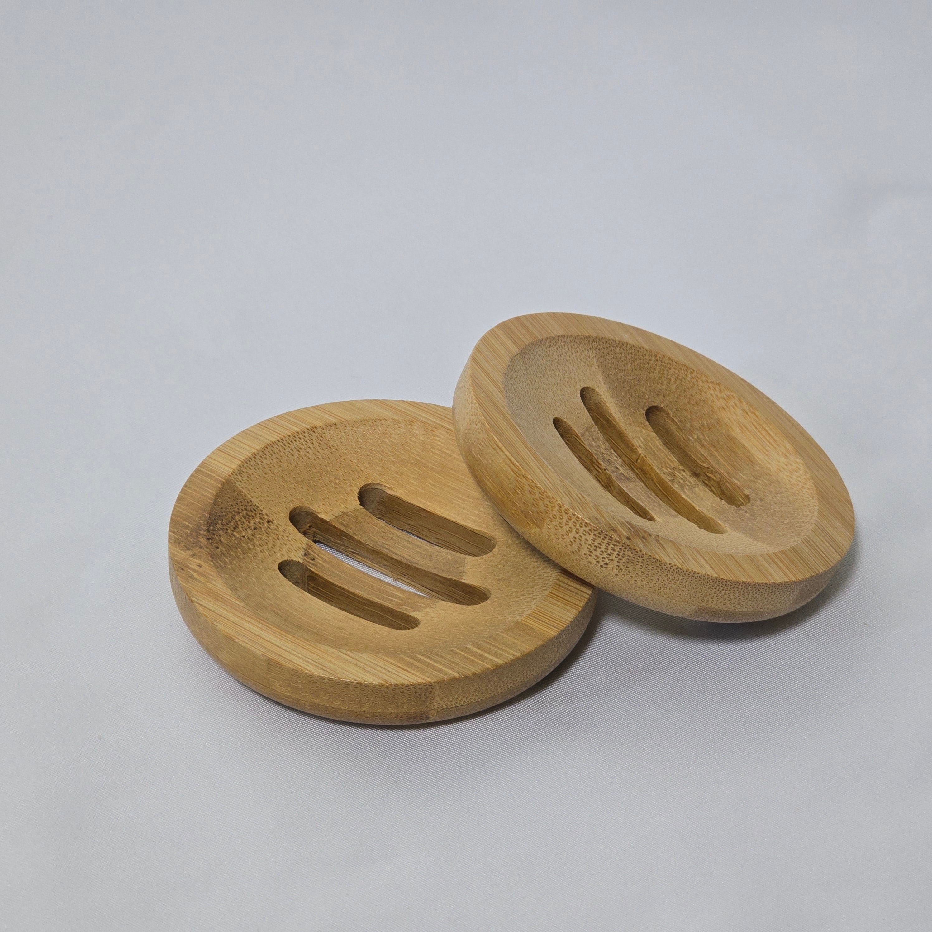 Round Wooden Soap Dish Set