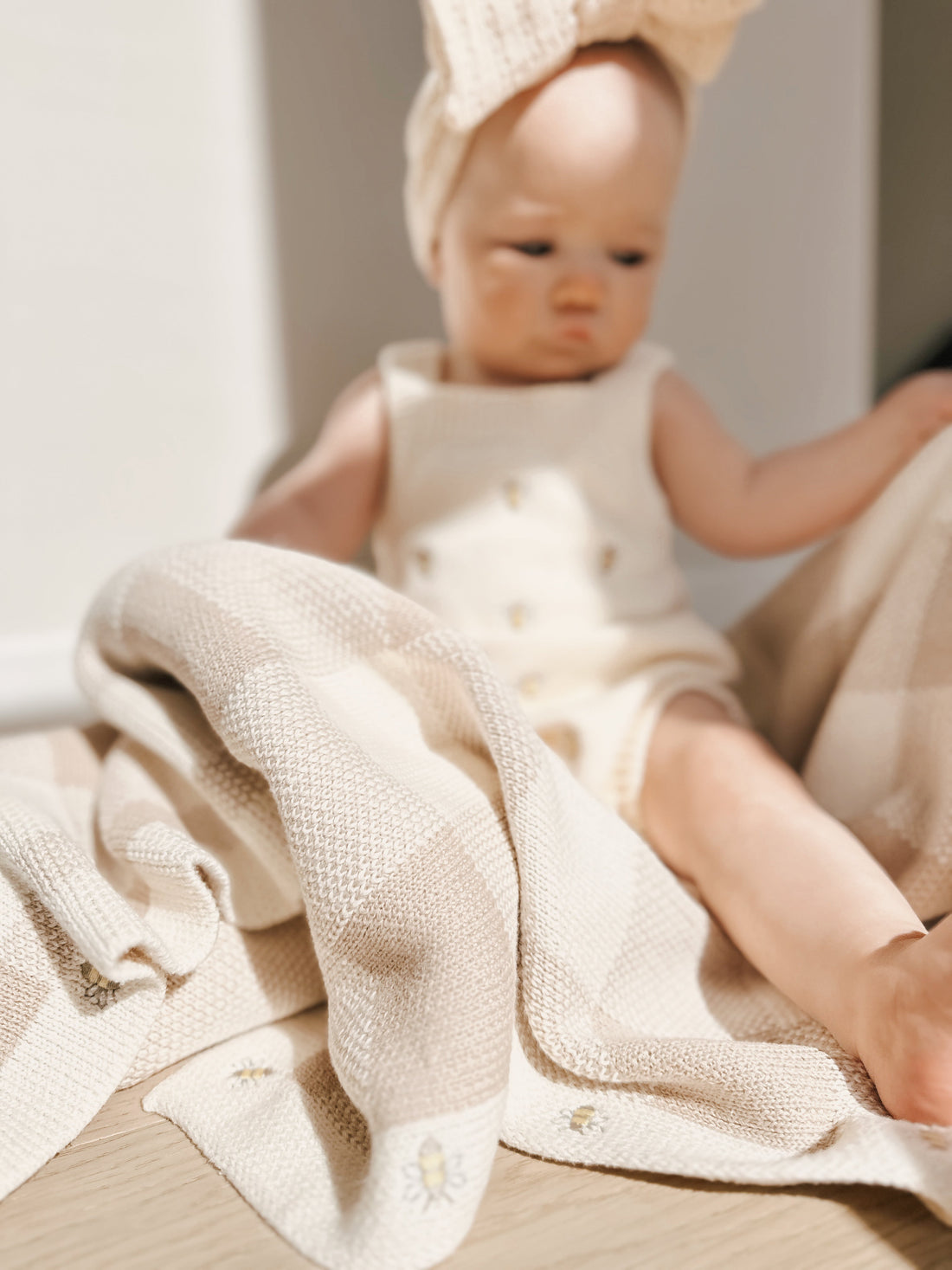 Busy Bee Gingham Baby Blanket