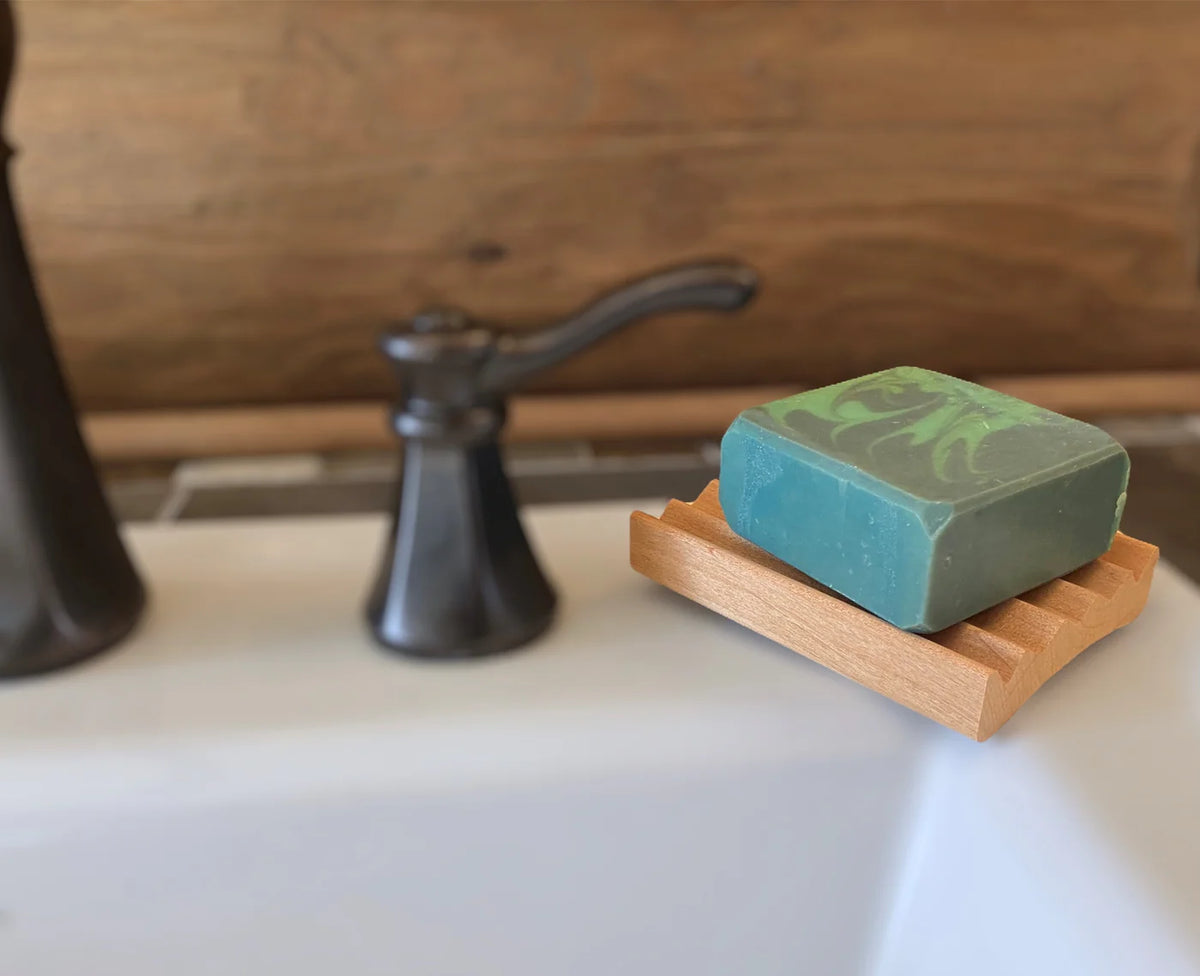 Handcrafted Red Alder Wood Soap Dish - Elevation Style