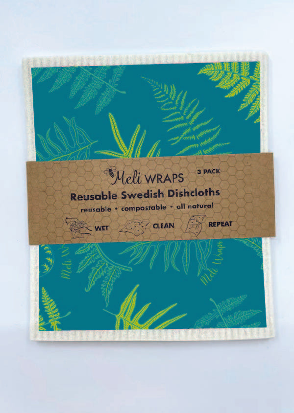 Meli Wraps Swedish Dish Cloth Set of 3 - Fern