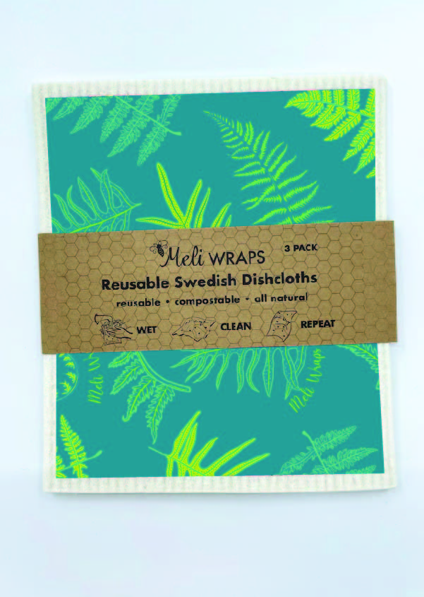 Meli Wraps Swedish Dish Cloth Set of 3 - Fern