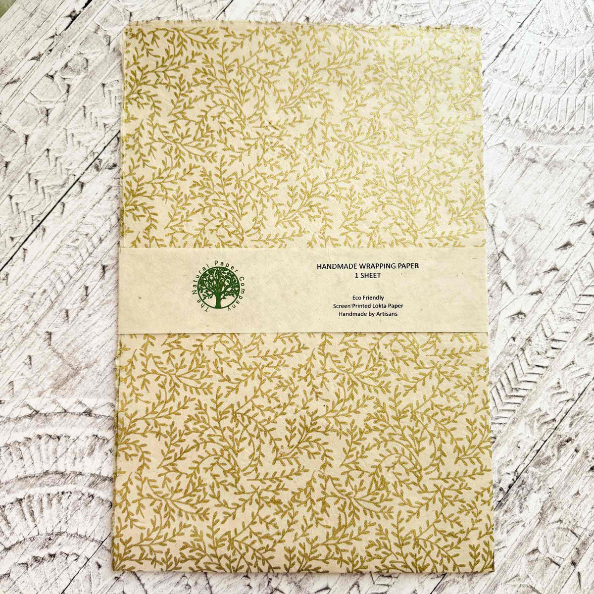 Handmade Lokta Wrapping Paper - Golden Vine