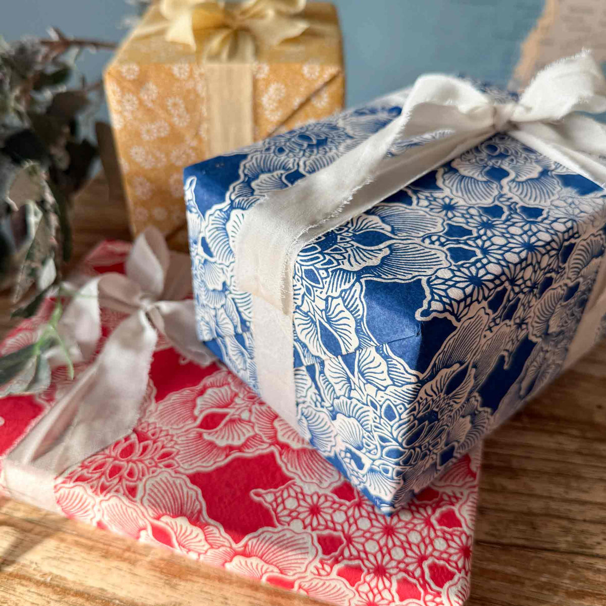 Handmade Lokta Wrapping Paper - Rajani Red