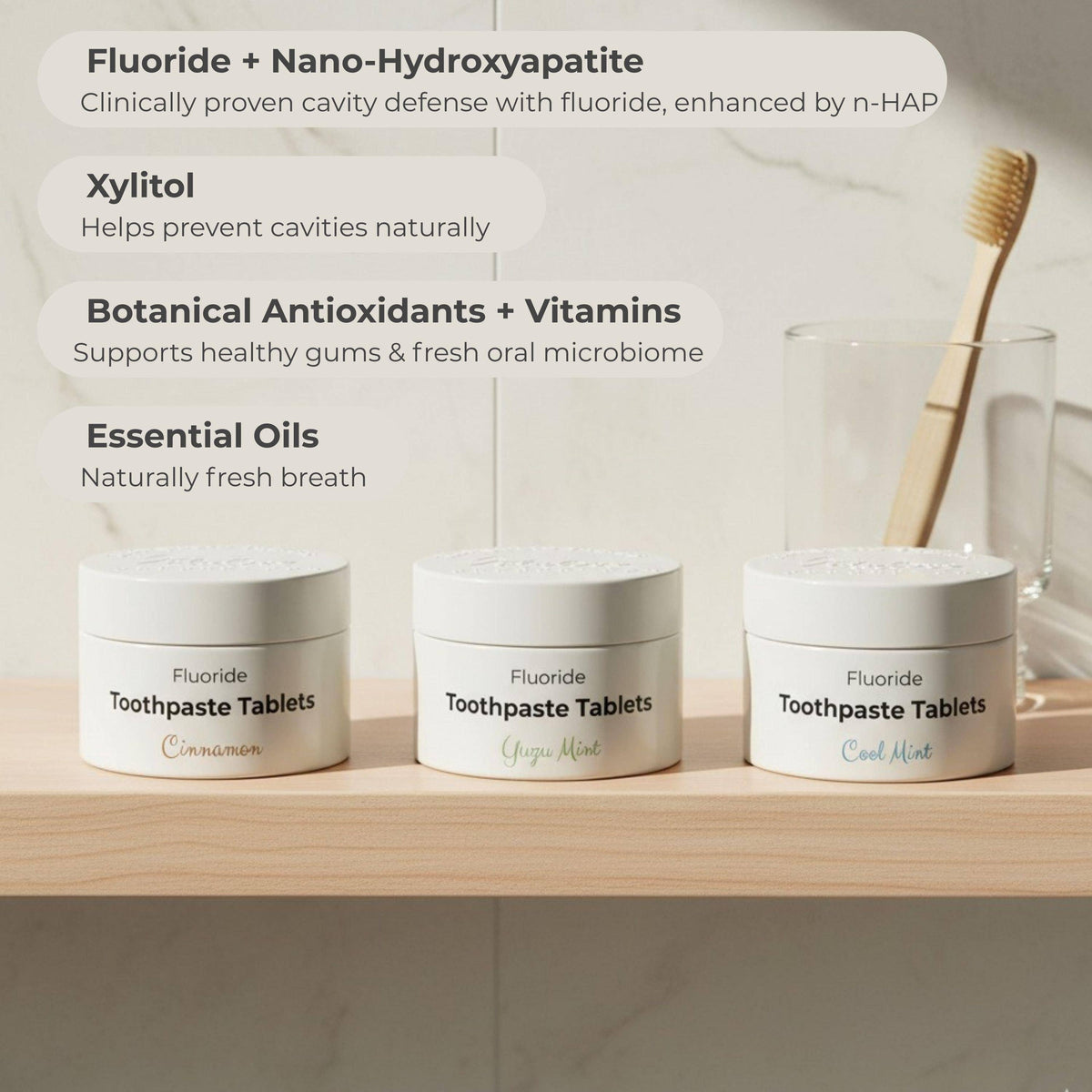 Fluoride Cool Mint Toothpaste Tablets