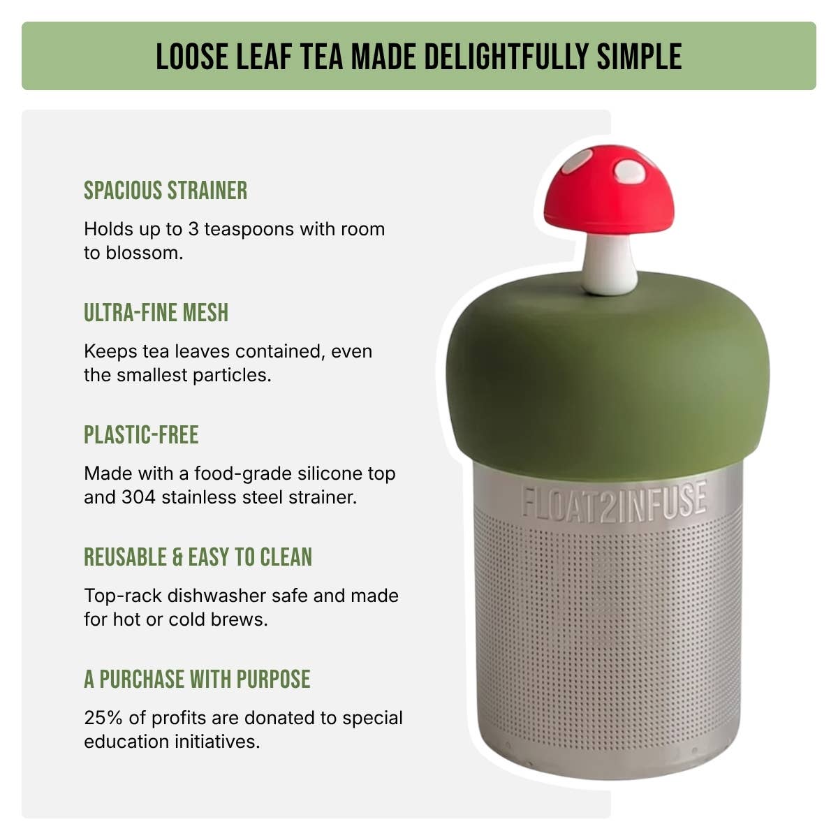 Floating Tea Infuser - Red Mushroom