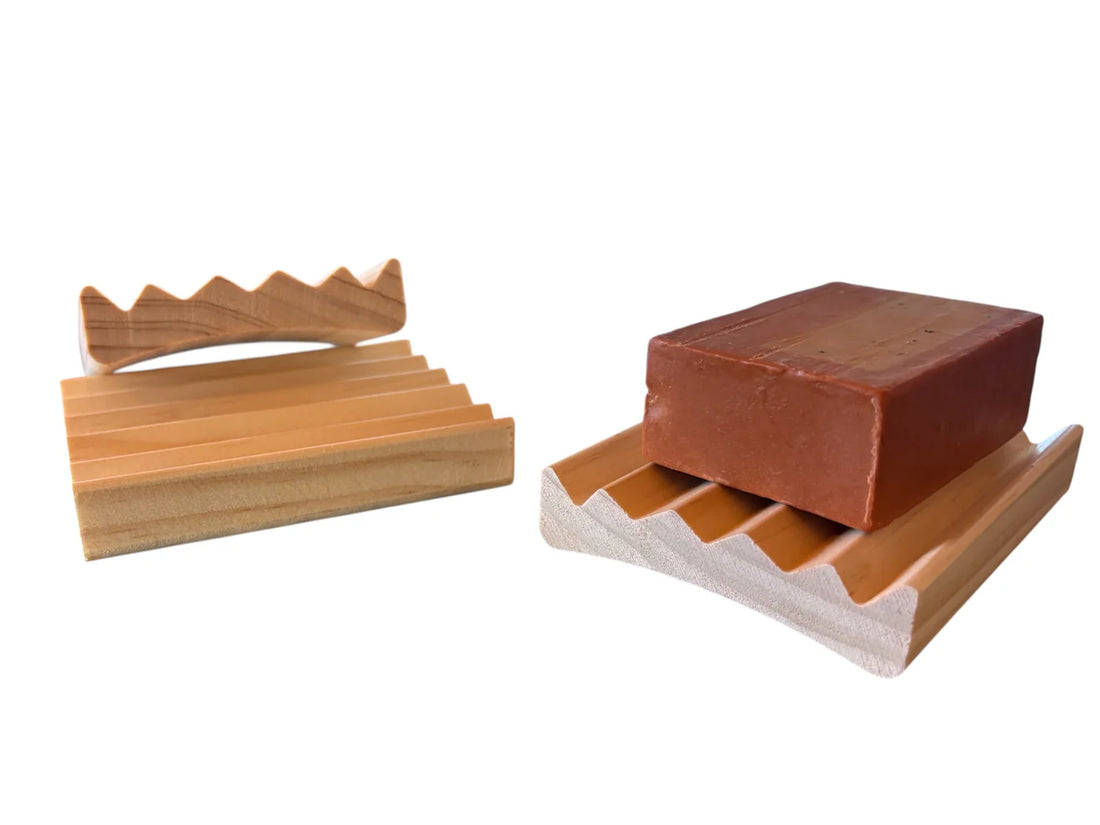 Handcrafted Red Alder Wood Soap Dish - Elevation Style