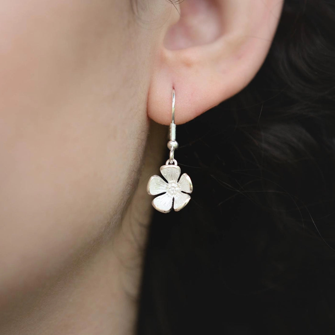 Forget-Me-Not Dangle Earrings (14K Gold, Silver) - Handmade