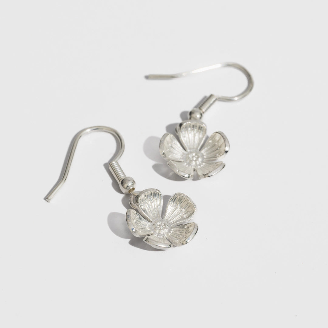 Forget-Me-Not Dangle Earrings (14K Gold, Silver) - Handmade