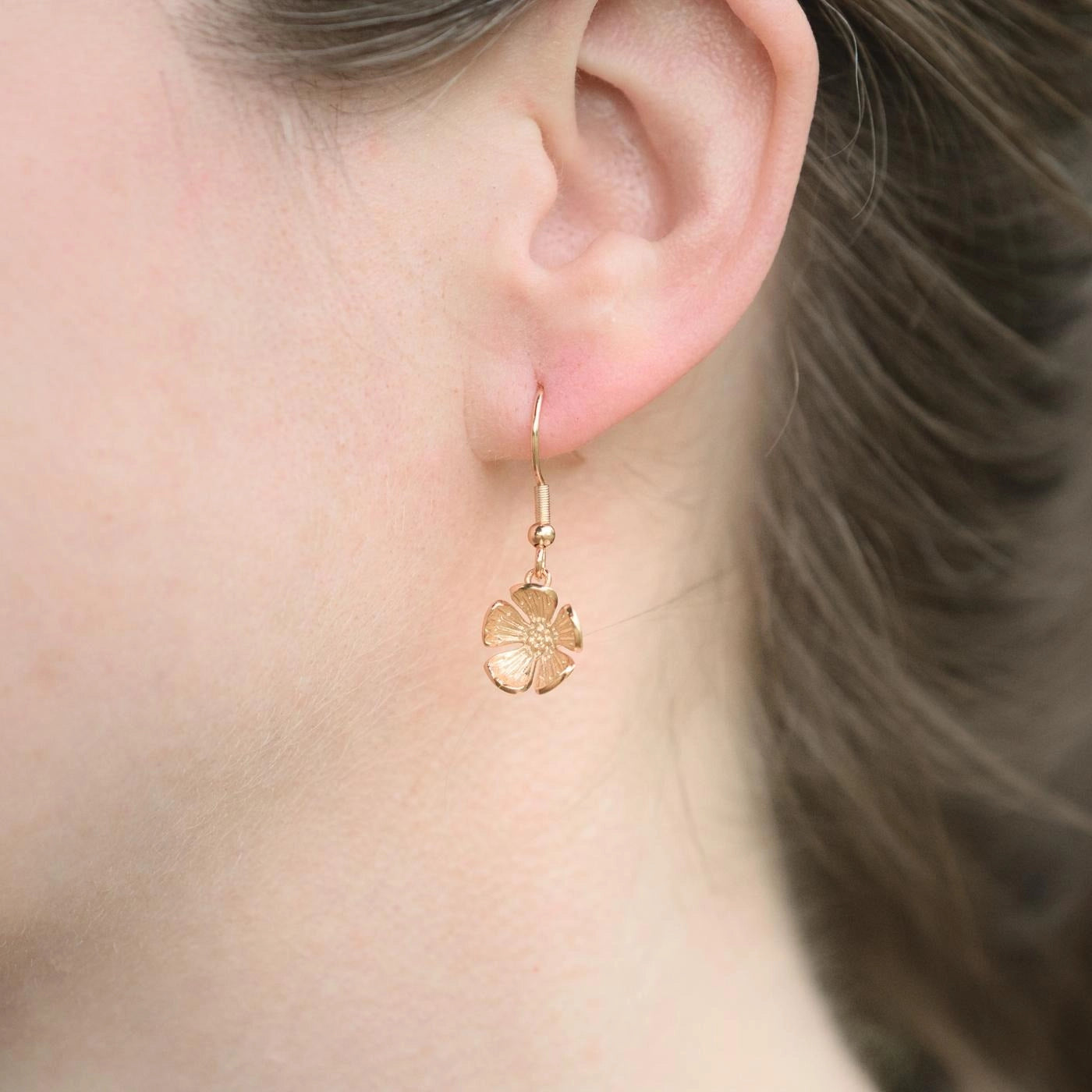 Forget-Me-Not Dangle Earrings (14K Gold, Silver) - Handmade