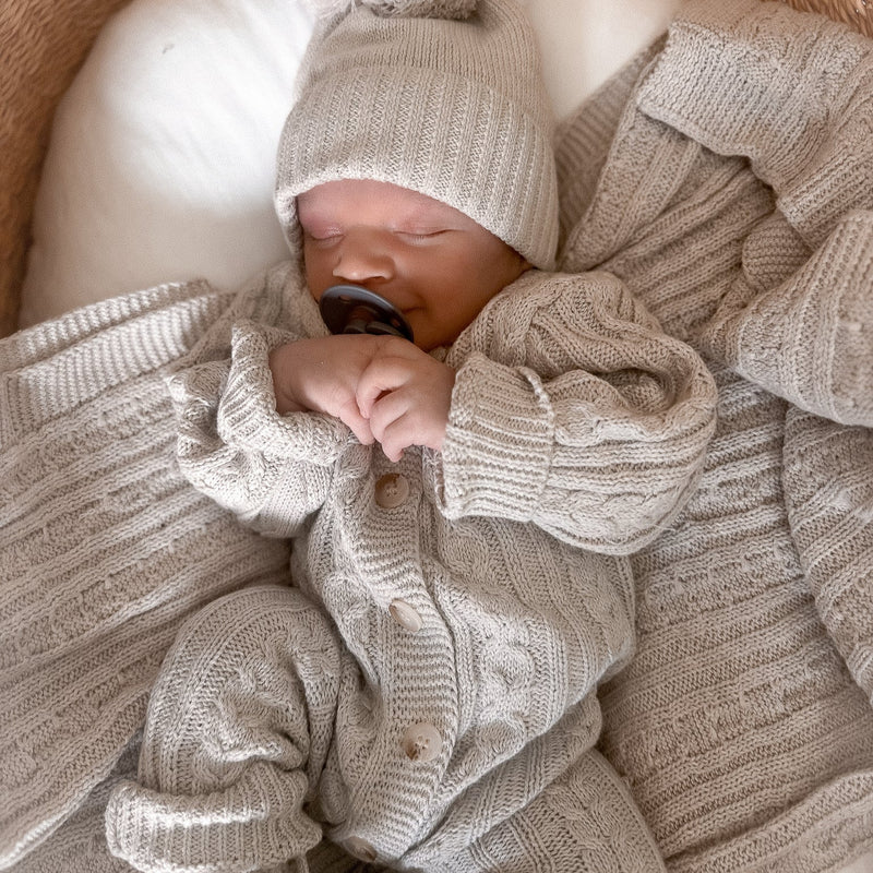 Buy Classic Cable Knit Baby Blanket Natural Online Plastic