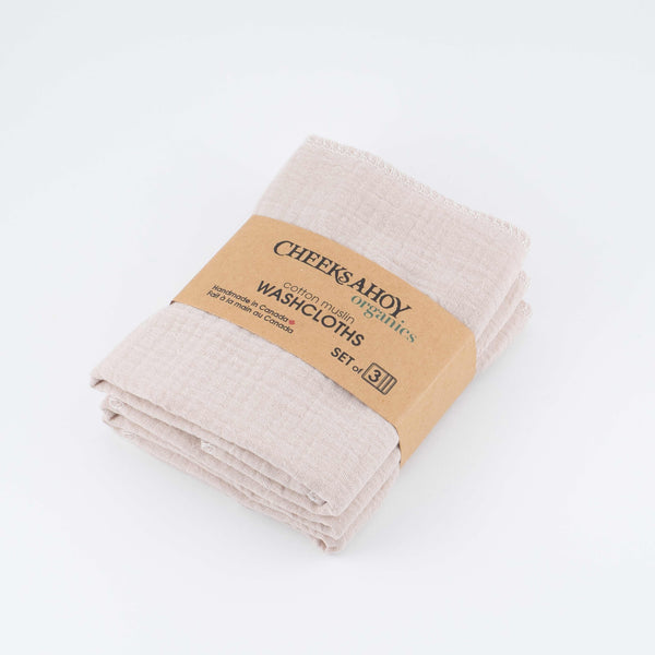 Organic Muslin Cotton Washcloth - Beige