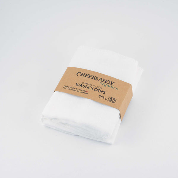 Organic Muslin Cotton Washcloth - White